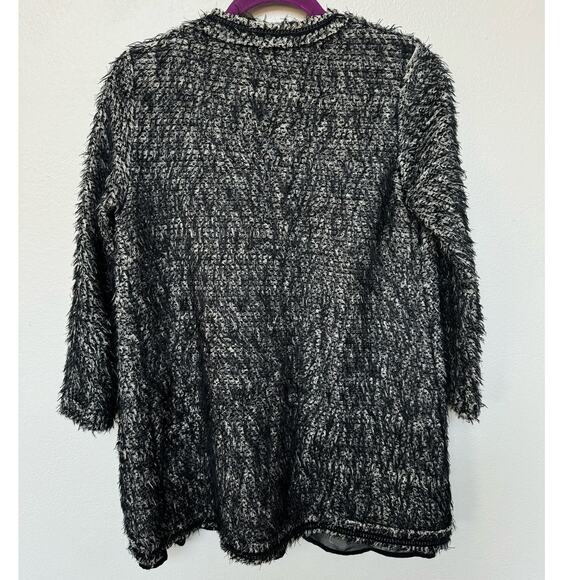 Zara Knit Open Front Unstructured Cardigan Sweater Black Women's Size Small - Picture 2 of 5